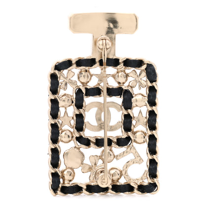 Chanel Lambskin Pearl Quilted Chain CC Perfume Bottle Brooch Gold 3 of 5