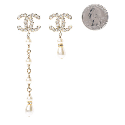 Chanel Crystal Pearl Pearls Coronation Uneven Earrings Gold 2 of 5