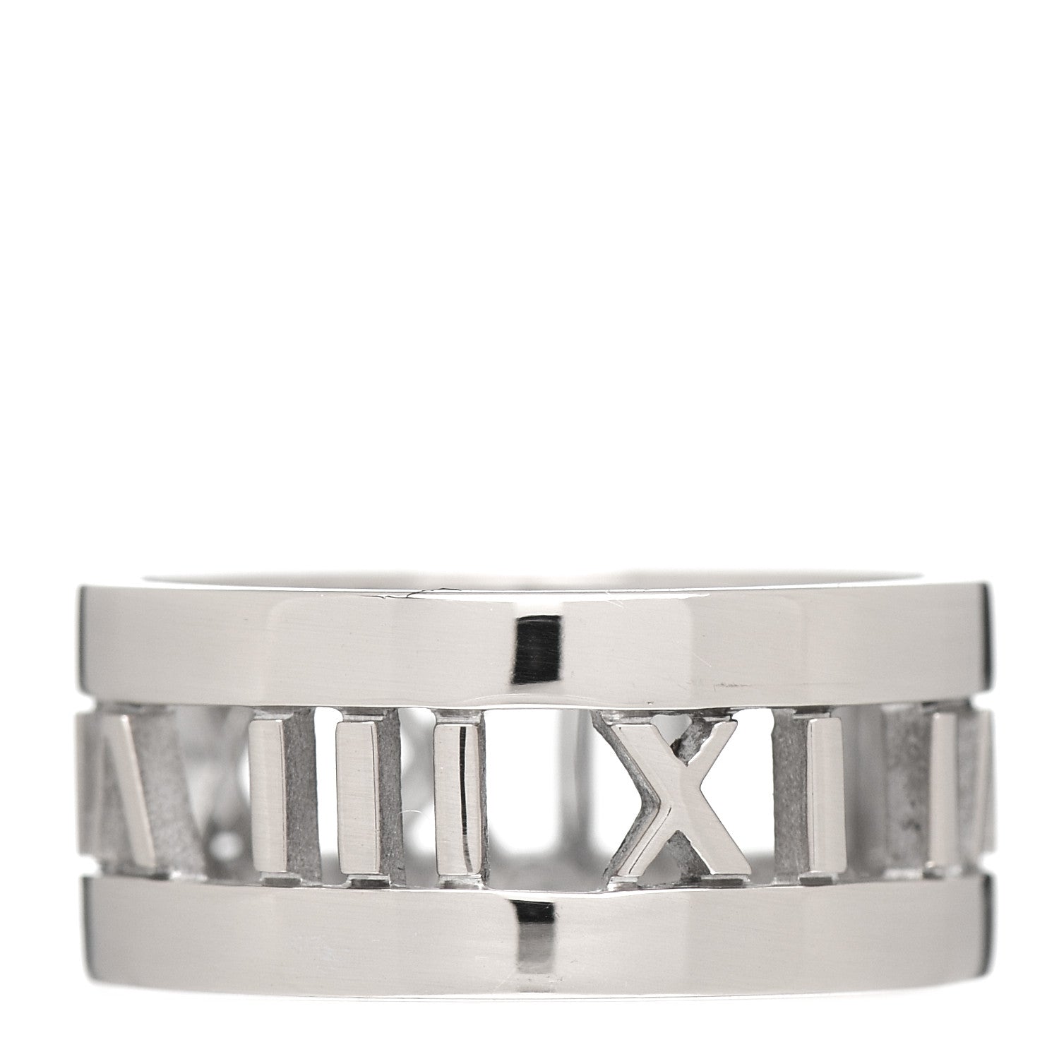 Tiffany 18K White Gold Diamond Wide Atlas Open Ring 54 7 3 of 4