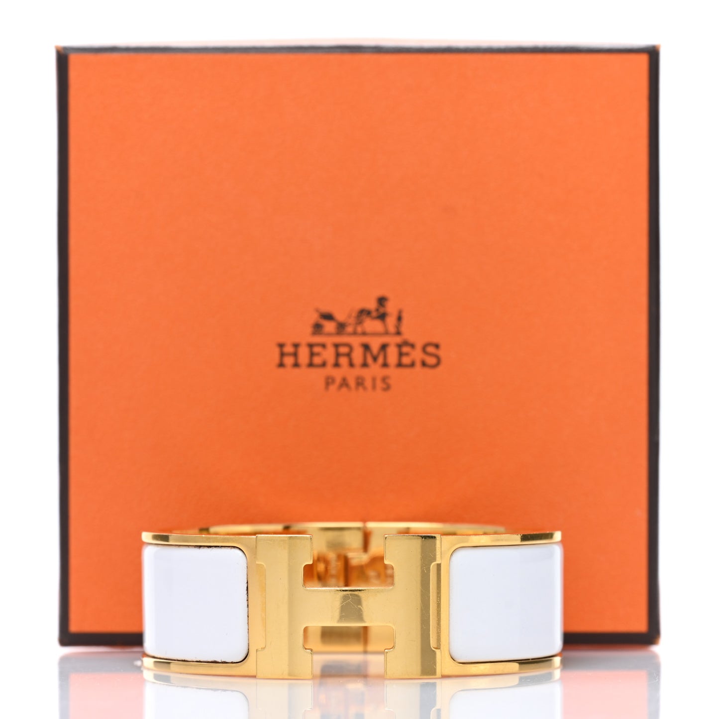 Enamel Wide Clic Clac H Bracelet GM White