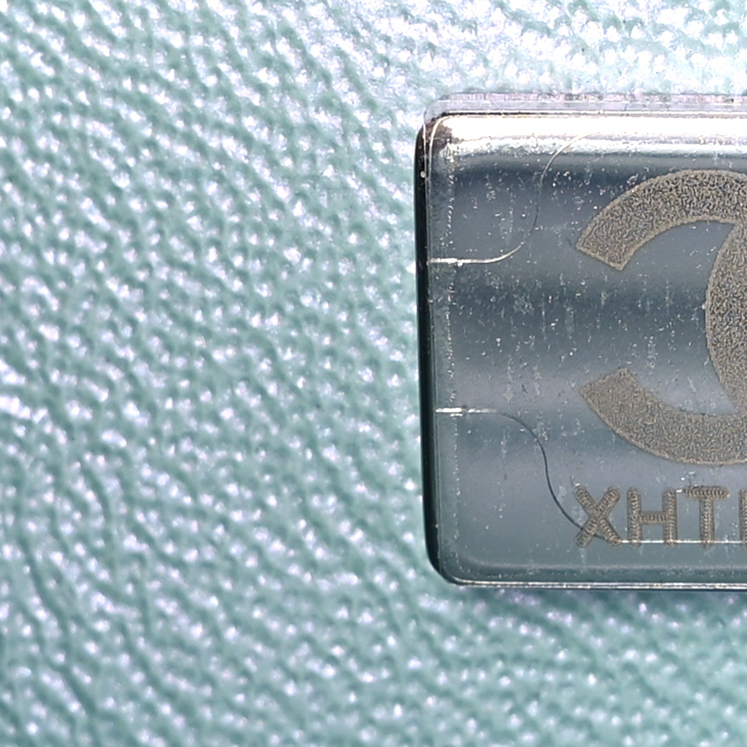 Chanel Iridescent Calfskin Quilted Mini Rectangular Flap Light Blue 7 of 10