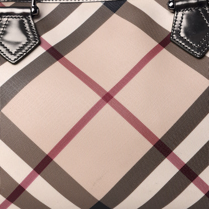 Burberry Metallic Calfskin Nova Check Shopper Tote Pewter 8 of 8