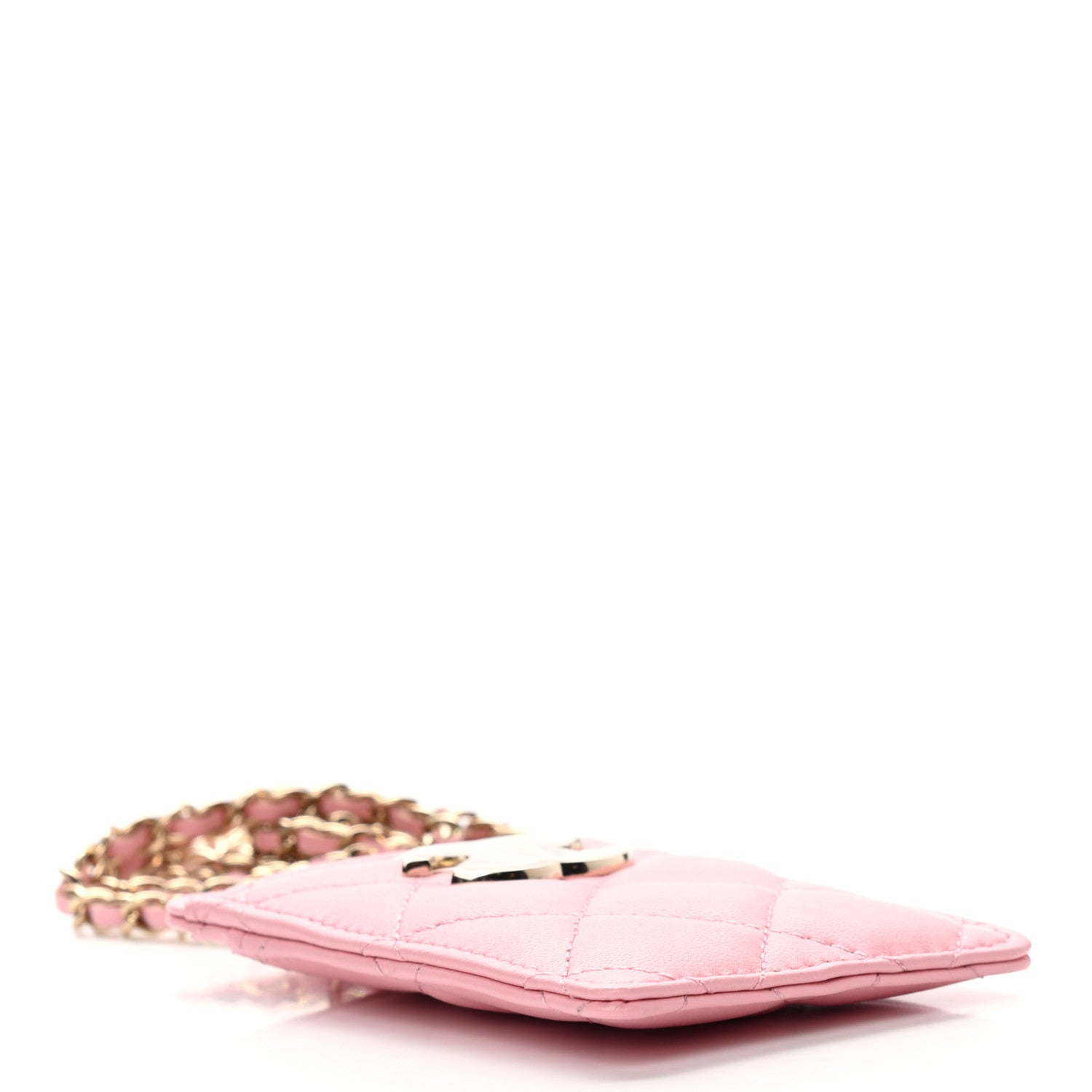 Chanel Lambskin Quilted Chanel Card Holder On Chain Pink 3 of 9