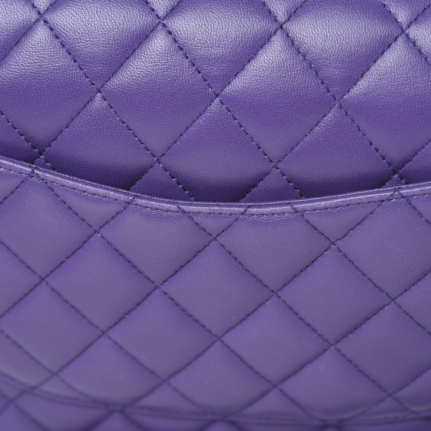 Lambskin Quilted Medium Double Flap Purple