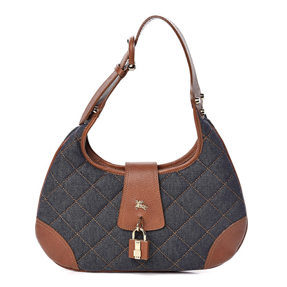 Burberry Denim Quilted Small Brook Hobo Blue 1 of 11