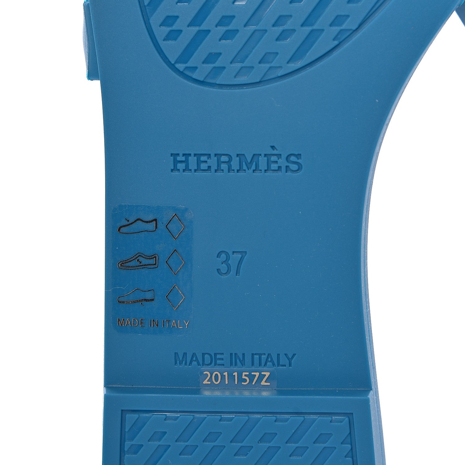Hermes Rubber Aloha Sandals 37 Bleu Vif 7 of 8