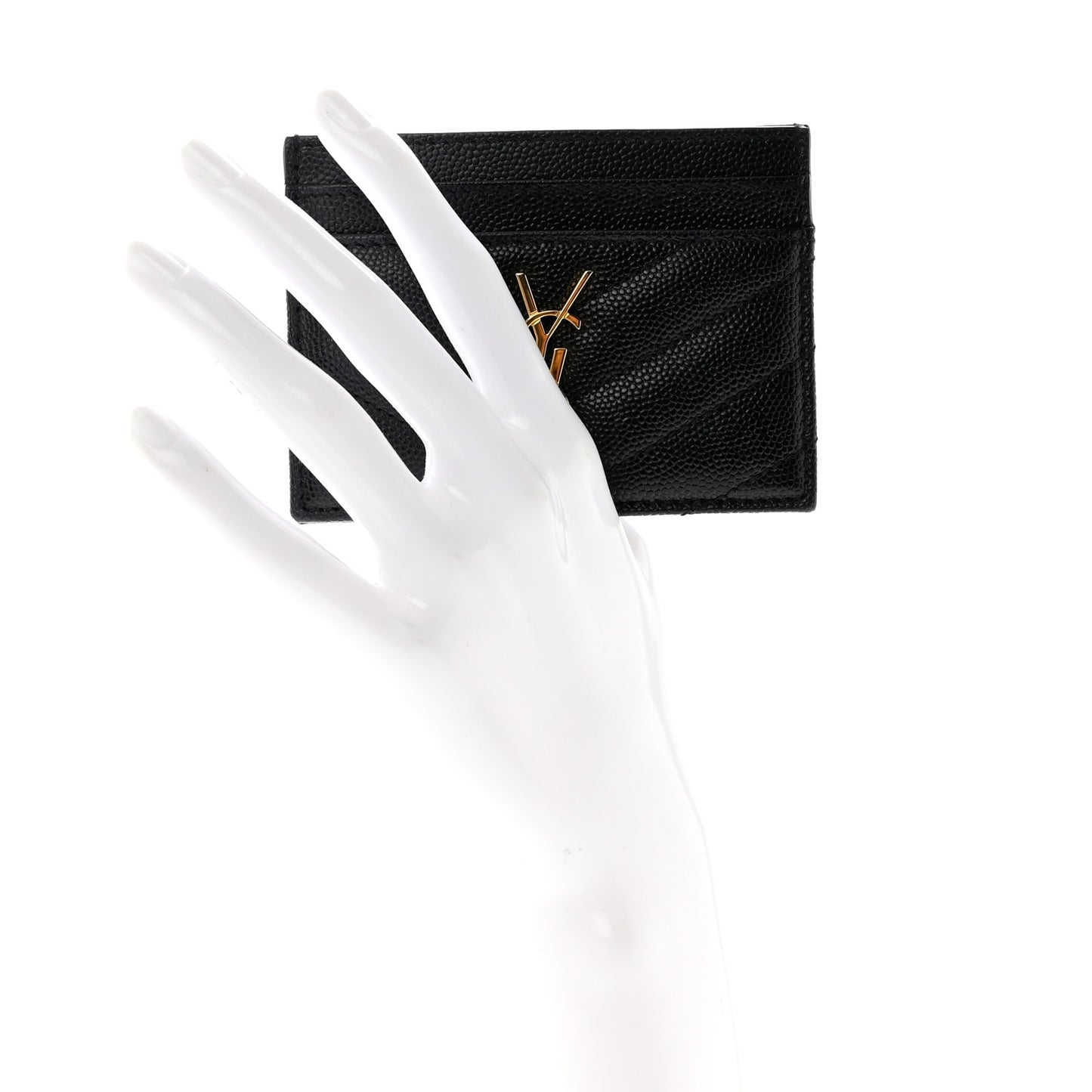 Grain De Poudre Matelasse Chevron Monogram Credit Card Case Black