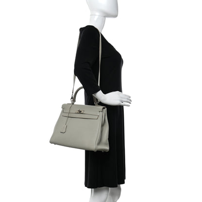 Hermes Taurillon Clemence Kelly Retourne 32 Gris Perle 2 of 13