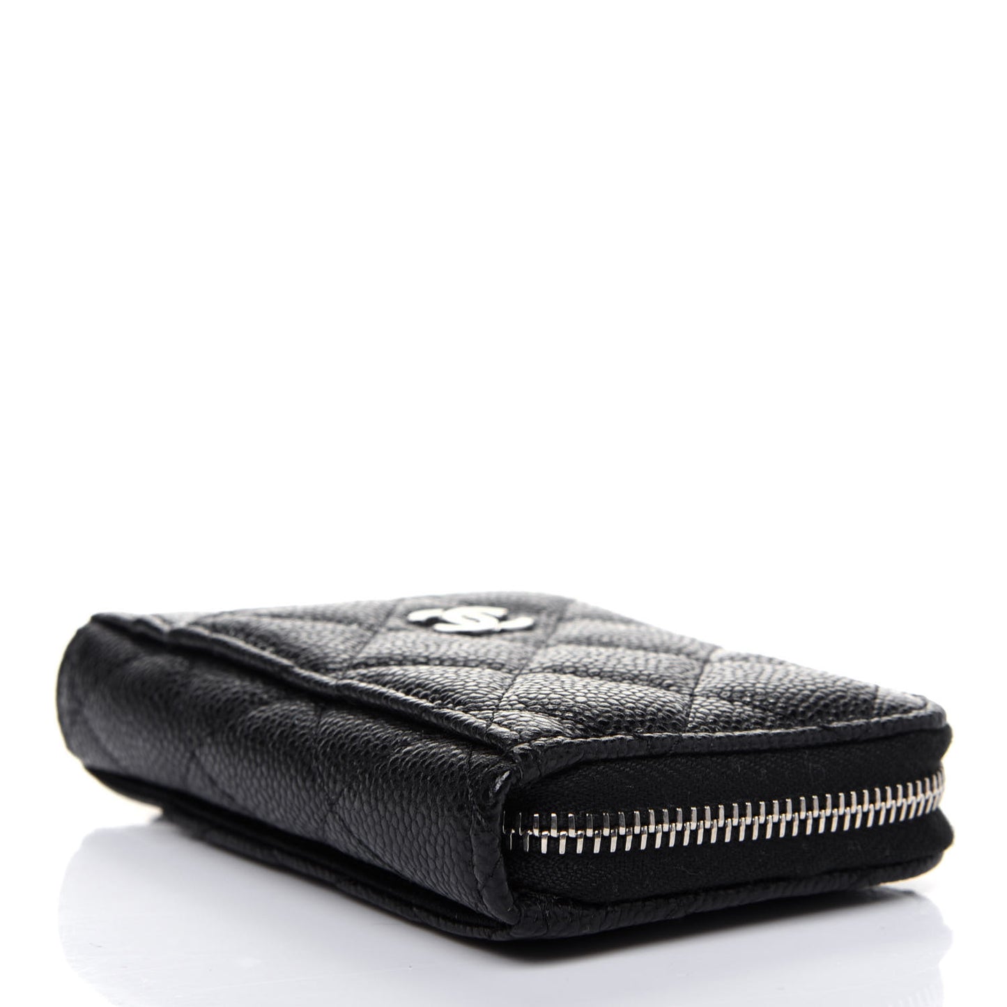 Caviar Quilted Zip Card Holder Black