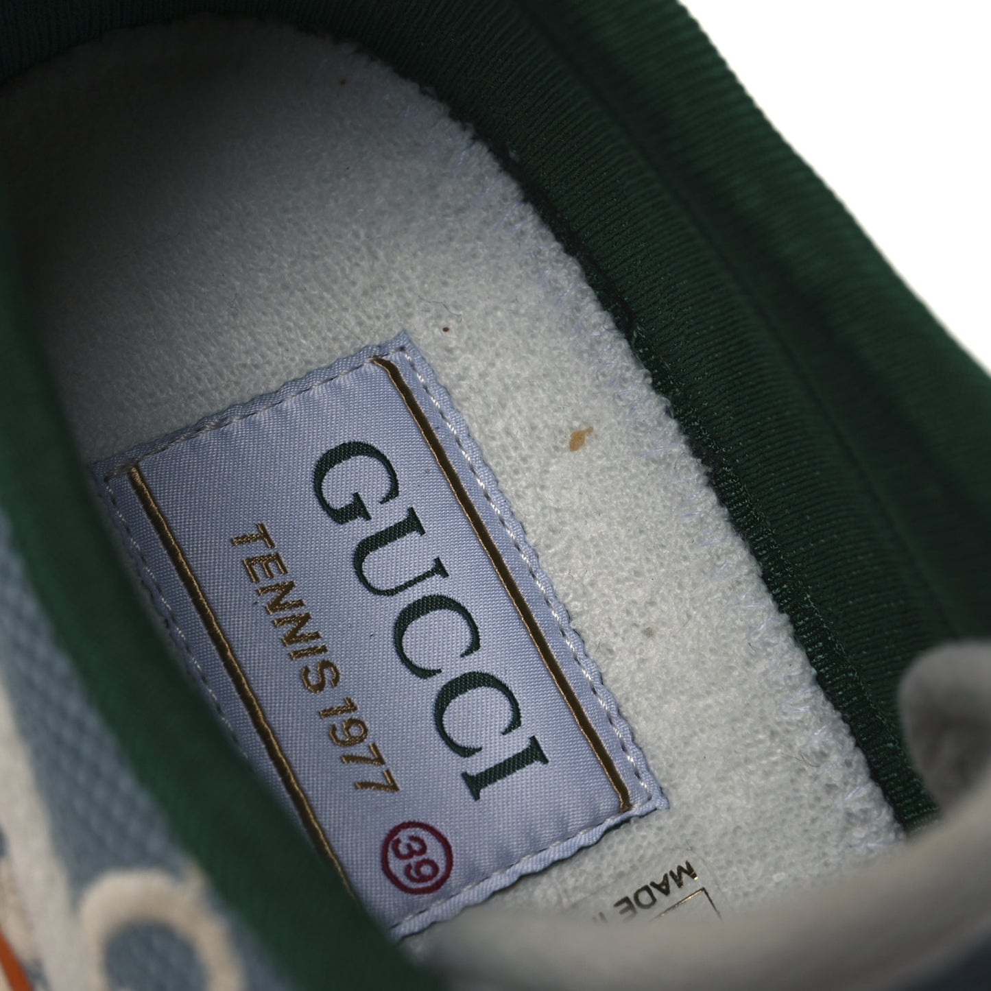 Cotton GG Monogram Web Womens 1977 Tennis Sneakers 39 Philod Ivory Mystic White