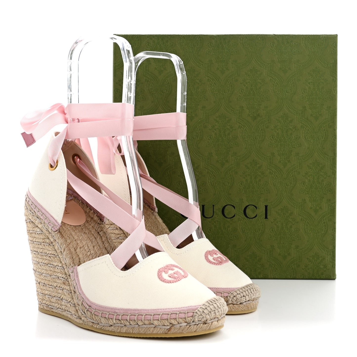 Canvas Grossgrain Embroidered Judit Ankle Wrap Platform 35/120mm Espadrille Wedges 40.5 White Shell