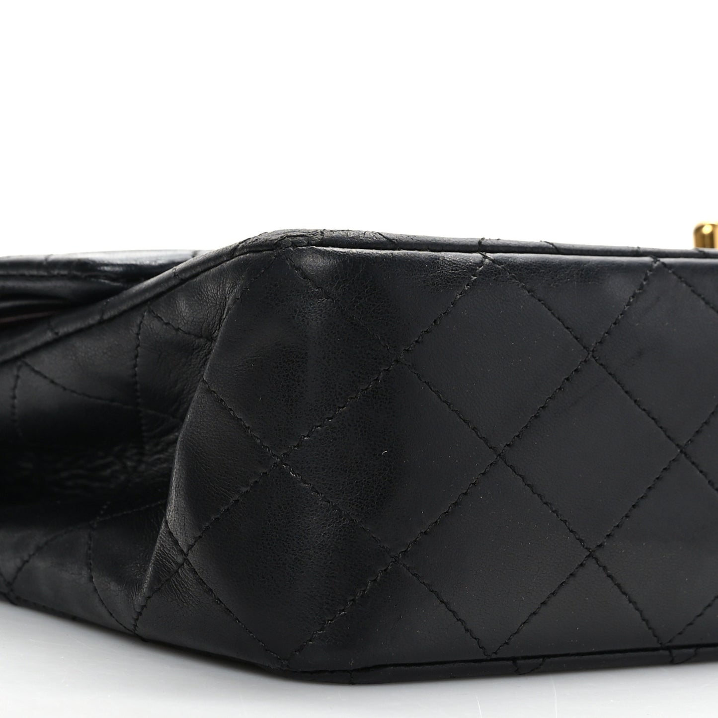 Lambskin Quilted Medium Double Flap Black