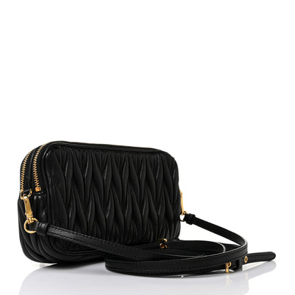 Miu Miu Nappa Matelasse Double Zip Pochette Clutch Black 3 of 10