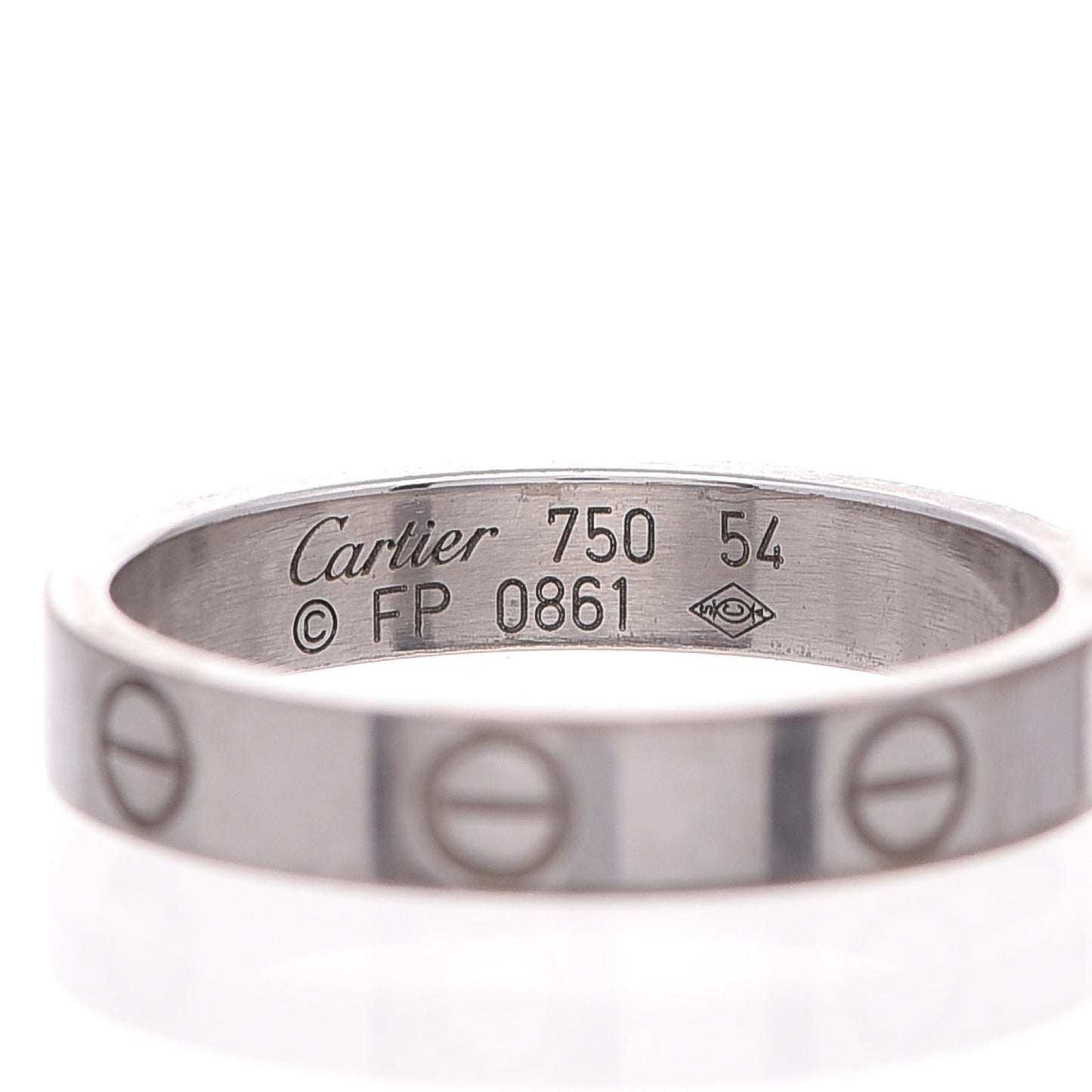 18K White Gold 3.5mm LOVE Wedding Band Ring 54 6.75