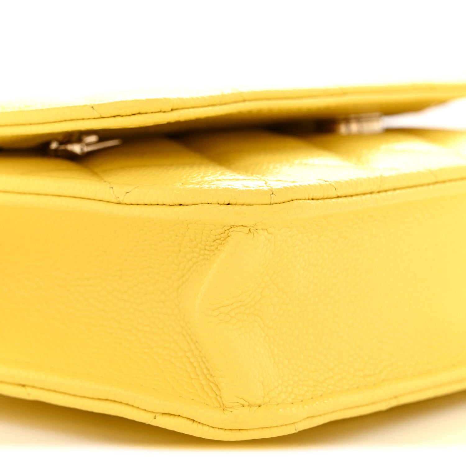 Chanel Caviar Quilted Wallet on Chain WOC Yellow 9 of 10