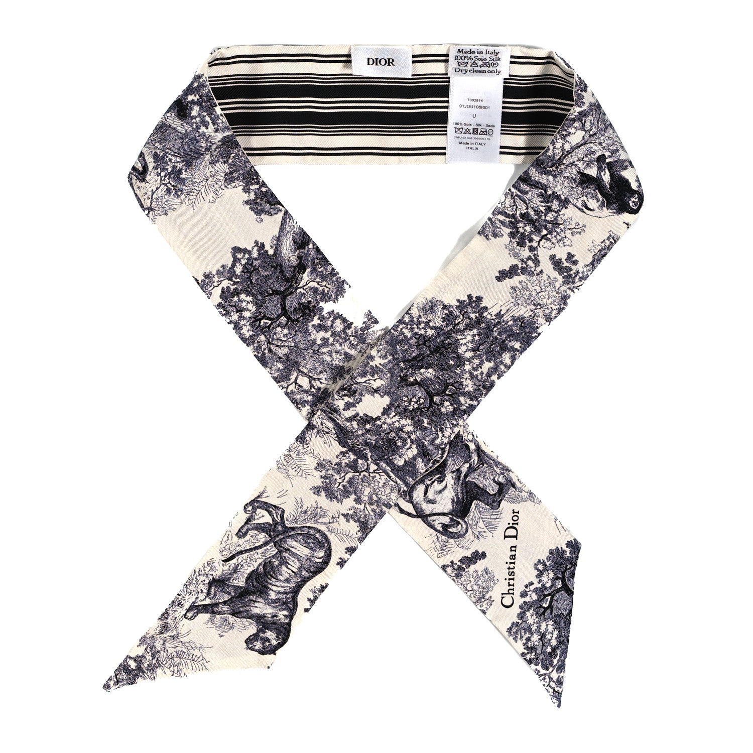 Christian Dior Silk Toile De Jouy Mitzah Scarf White 1 of 3