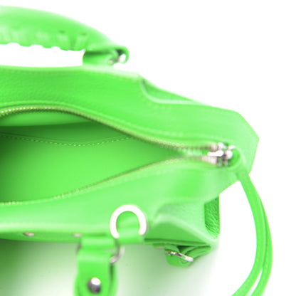Balenciaga Grained Calfskin Neo Classic Silver Hardware Nano City Crossbody Fluo Green 5 of 10