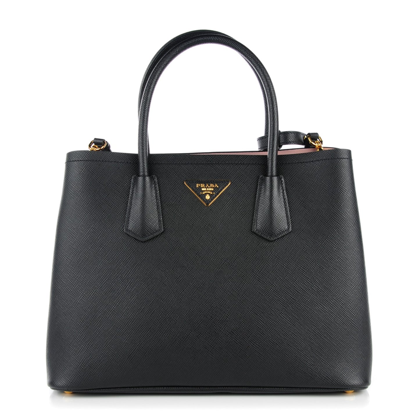 Saffiano Cuir Large Double Bag Black Mughetto