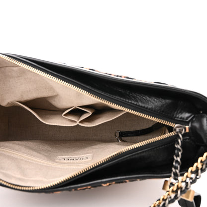 Chanel Tweed Calfskin Medium Gabrielle Hobo Black Brown 5 of 10