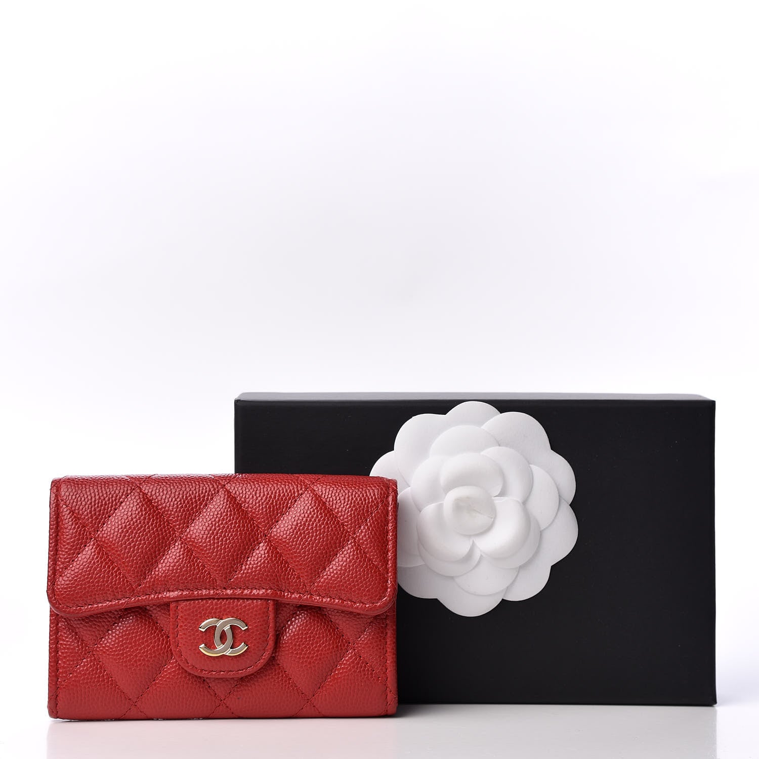 Chanel Caviar Quilted Flap Card Holder Wallet Red 10 of 10