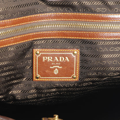 Prada Raffia Straw Calfskin Tote 7 of 9