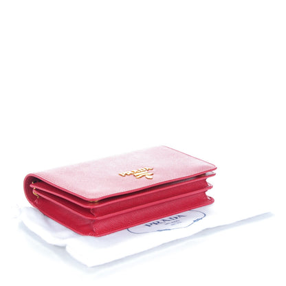 Prada Saffiano Lux Chain Wallet Fuoco 2 of 6