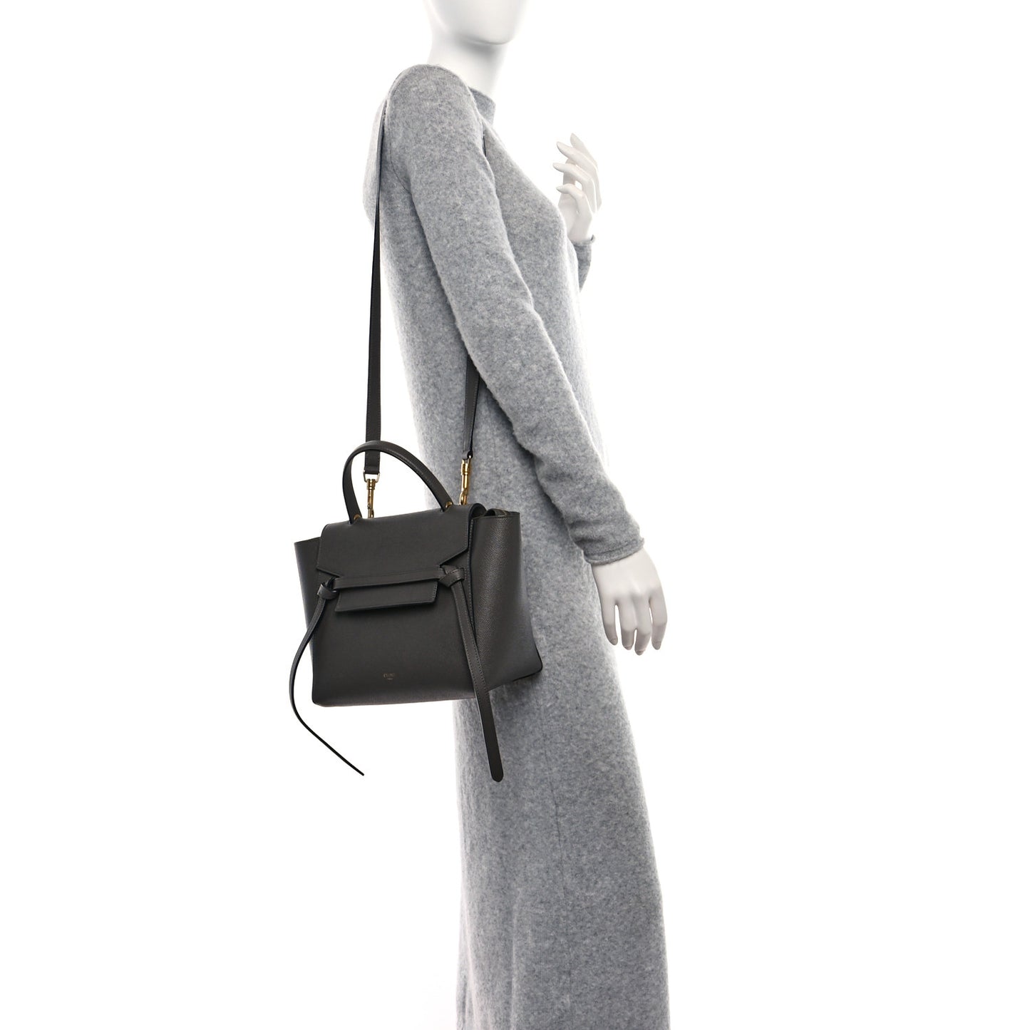 Grained Calfskin Micro Belt Bag Grey