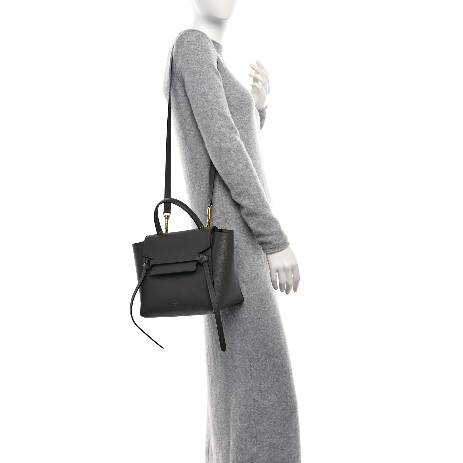 Celine Grained Calfskin Micro Belt Bag Grey 2 of 9