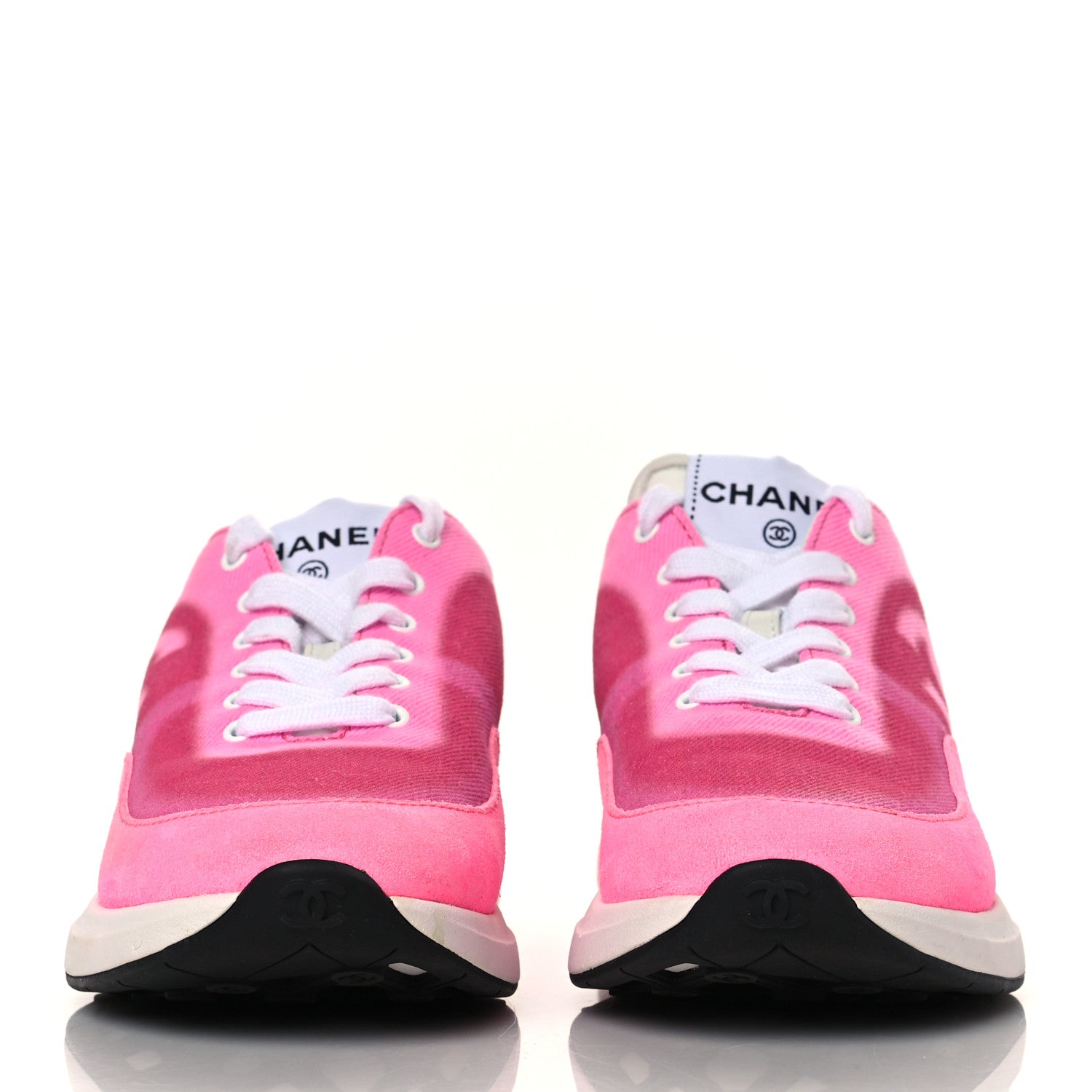 Chanel Denim Suede Calfskin Womens CC Sneakers 35 Pink 2 of 8