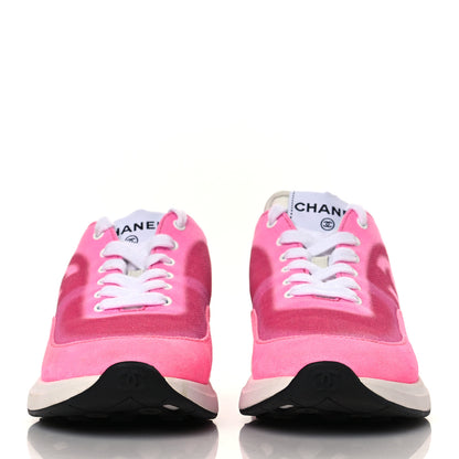 Chanel Denim Suede Calfskin Womens CC Sneakers 35 Pink 2 of 8