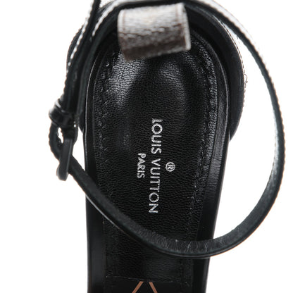 Louis Vuitton Calfskin Monogram Eldorado Heeled Sandals 37 Black 7 of 8