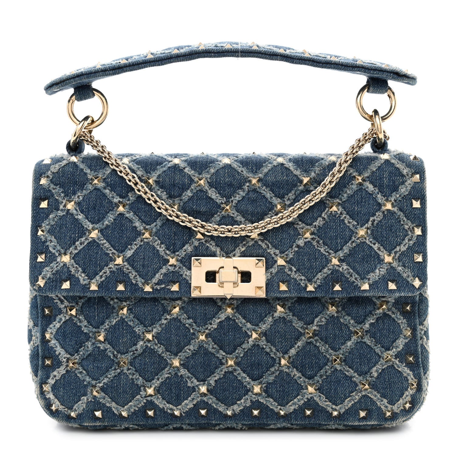 Valentino Garavani Denim Medium Rockstud Spike Shoulder Bag Denim 1 of 10