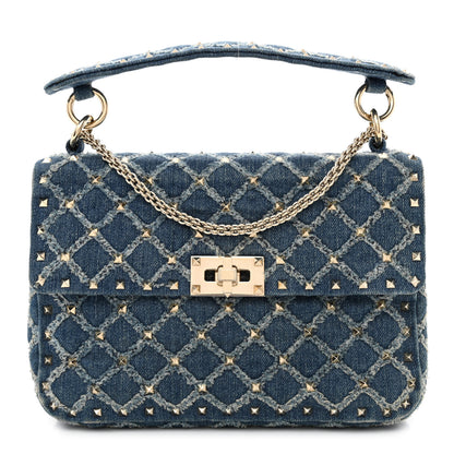 Valentino Garavani Denim Medium Rockstud Spike Shoulder Bag Denim 1 of 10
