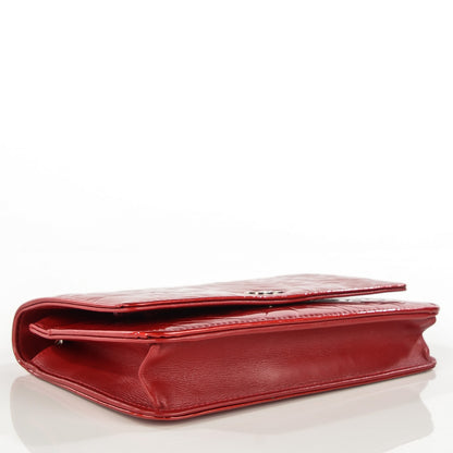 Chanel Patent Camellia Embossed Wallet on Chain WOC Rouge 4 of 8