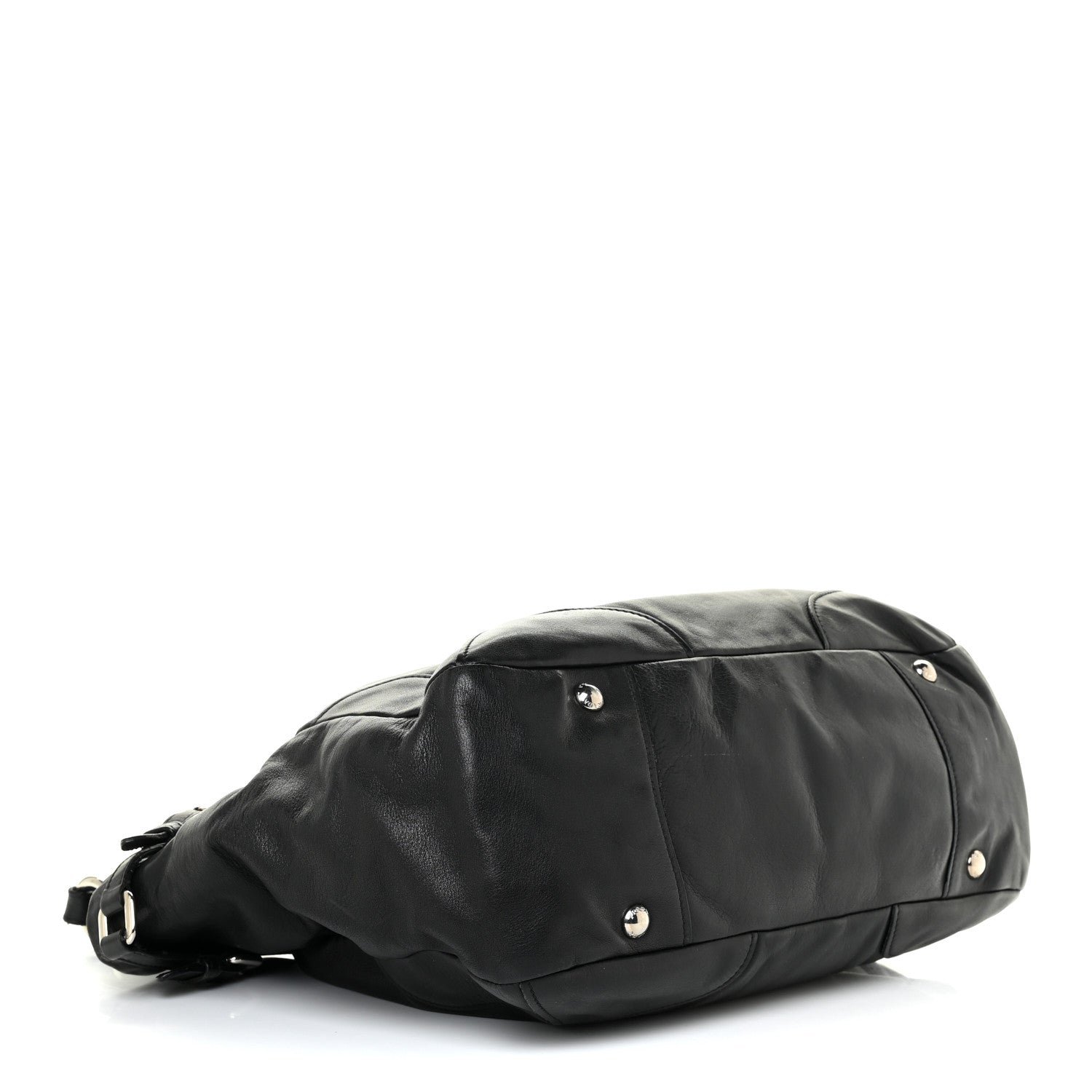 Prada Soft Calf Pleated Two Pocket Hobo Black 4 of 17