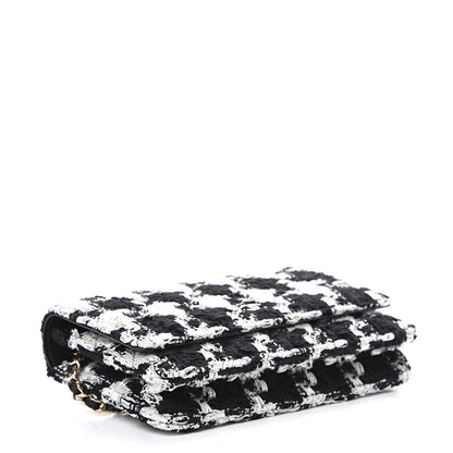 Chanel Tweed Quilted Wallet On Chain WOC Black Ecru White 3 of 11