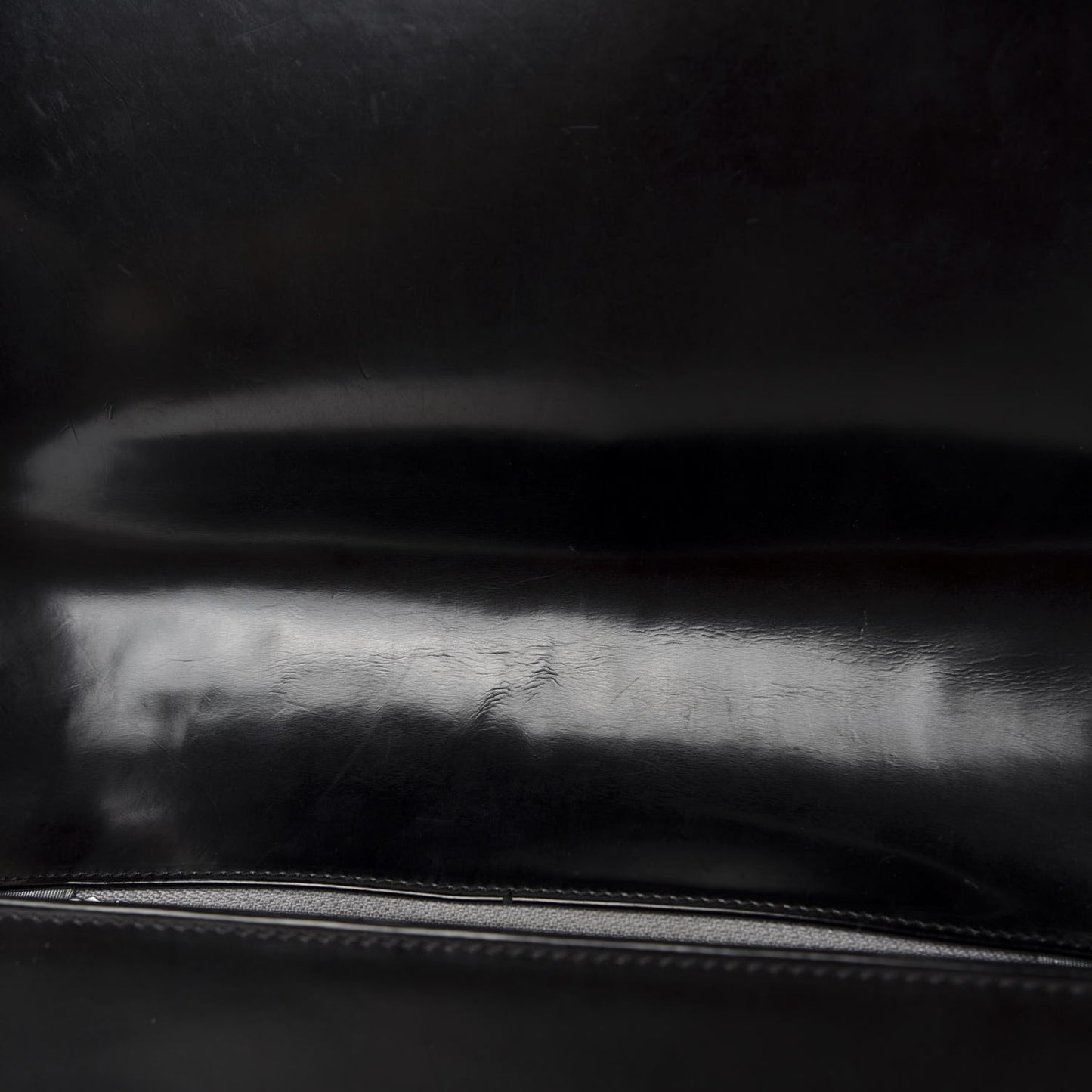 Glazed Calfskin Large Boy Flap Black