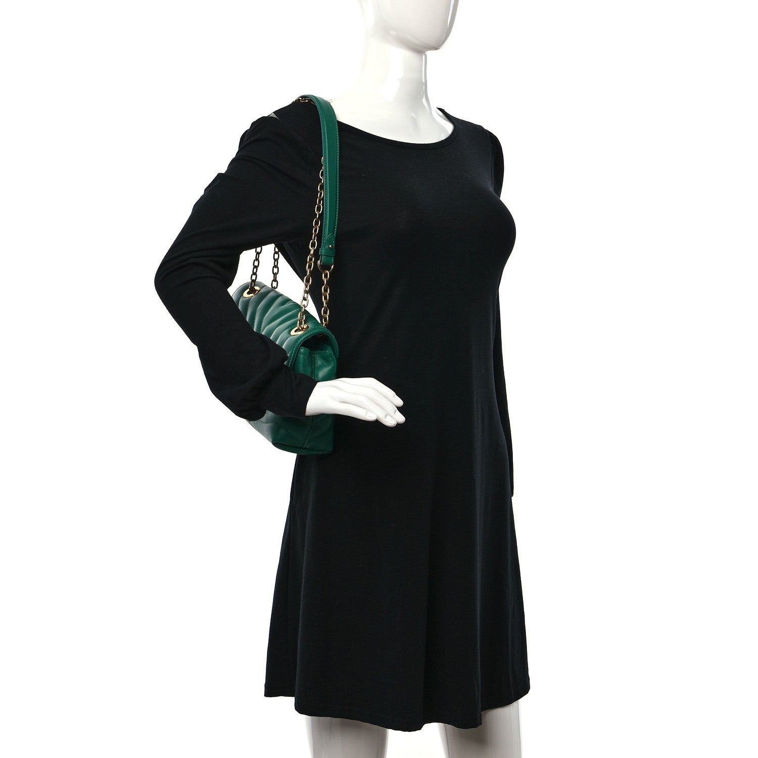 Louis Vuitton Calfskin New Wave Chain Bag MM NM Emerald 3 of 8