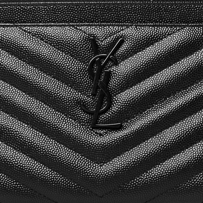 Saint Laurent Grain De Poudre Chevron Monogram Bill Pouch Black 8 of 8