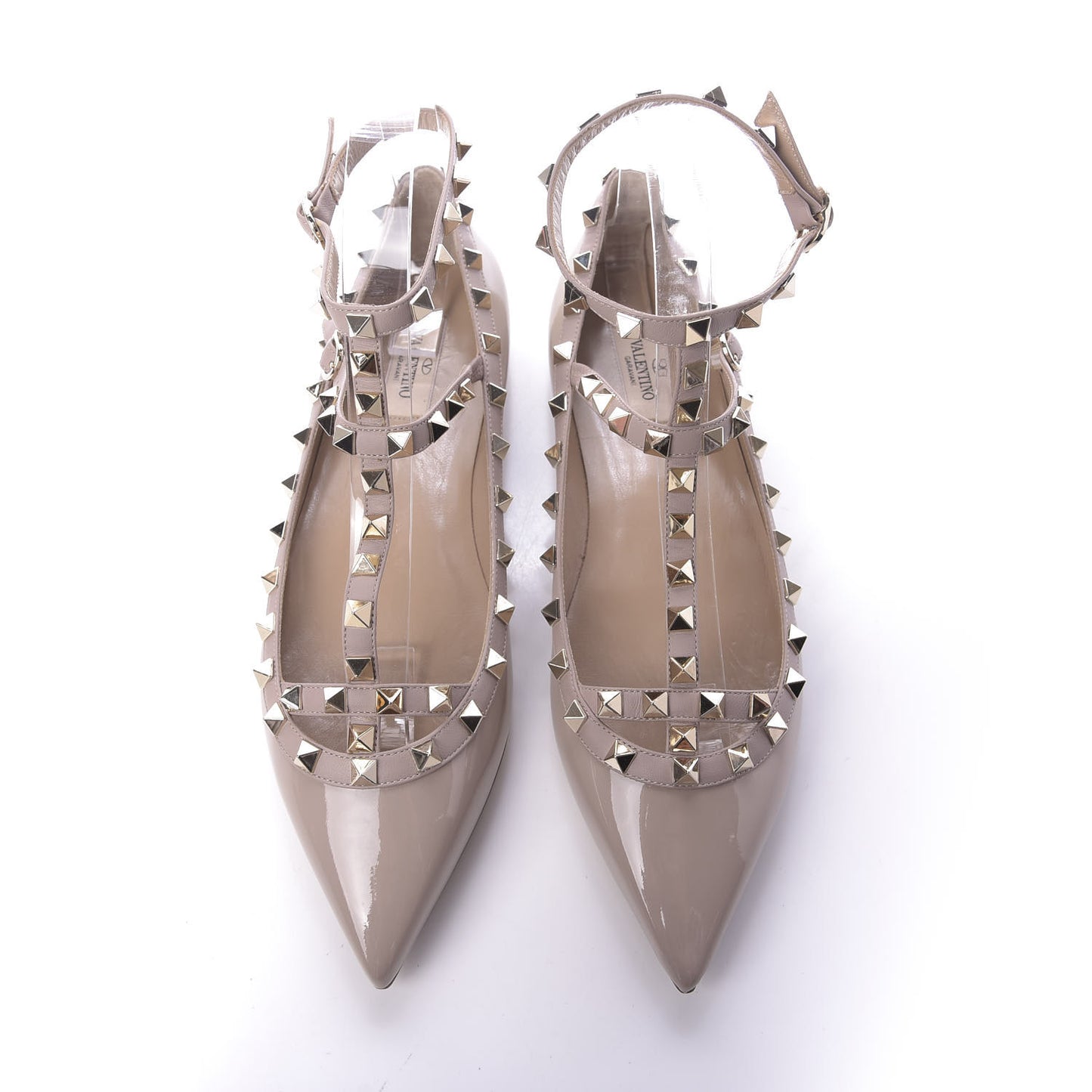 Patent Rockstud Cage Ballerina Flats 40 Poudre