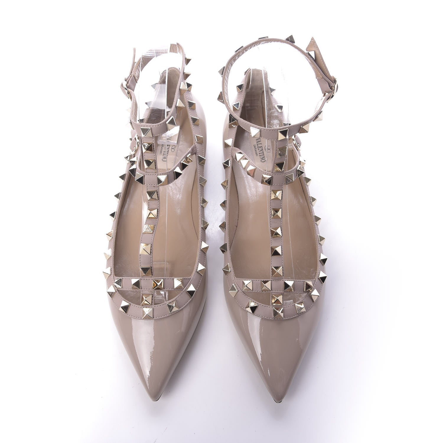 Valentino Garavani Patent Rockstud Cage Ballerina Flats 40 Poudre 6 of 11