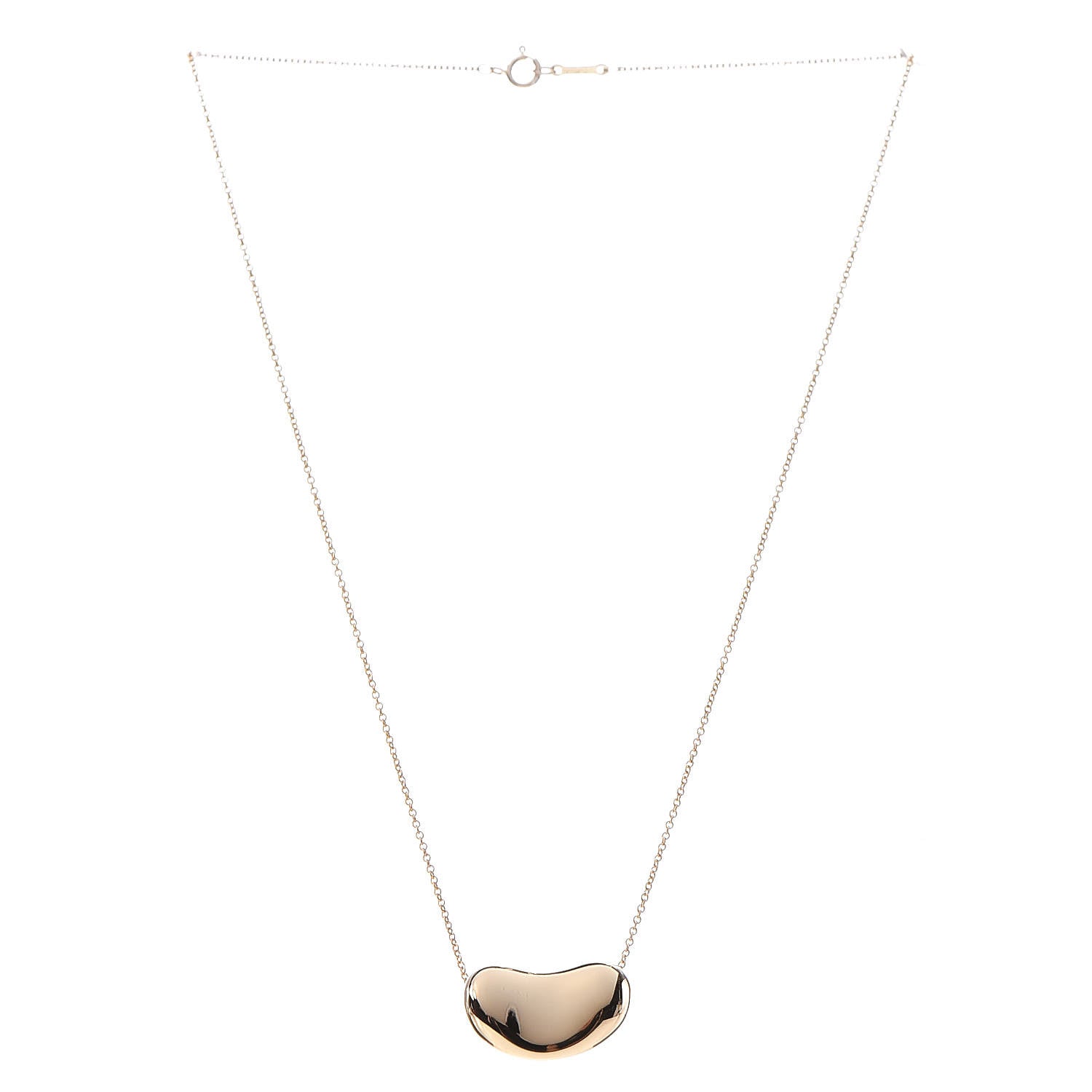 Tiffany 18K Yellow Gold 20mm Elsa Peretti Bean Pendant Necklace 3 of 7
