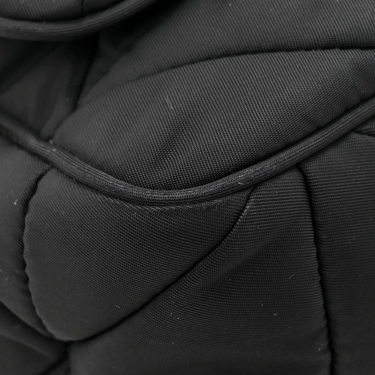 Re-Nylon Quilted Padded Flap Shoulder Bag Black