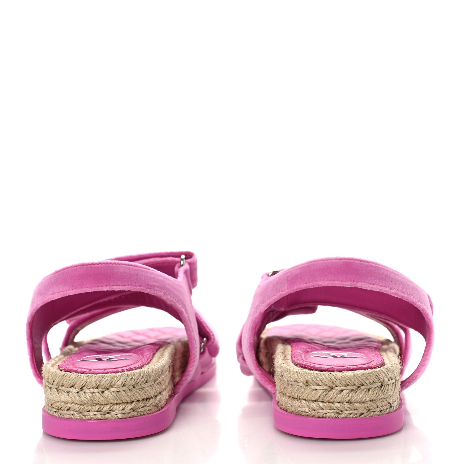 Chanel Velvet CC Flat Sandals 37 Pink 5 of 10