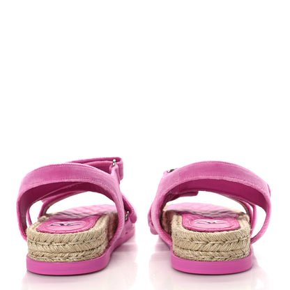 Chanel Velvet CC Flat Sandals 37 Pink 5 of 10