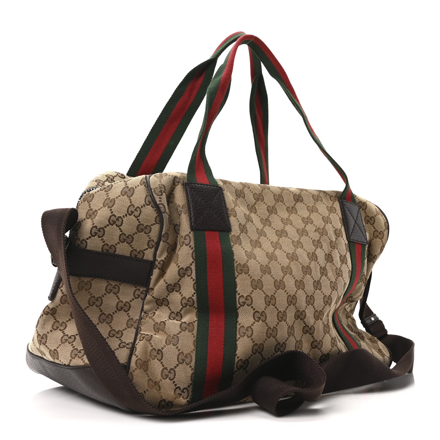 Gucci GG Monogram Web Duffle Bag Dark Brown 3 of 9