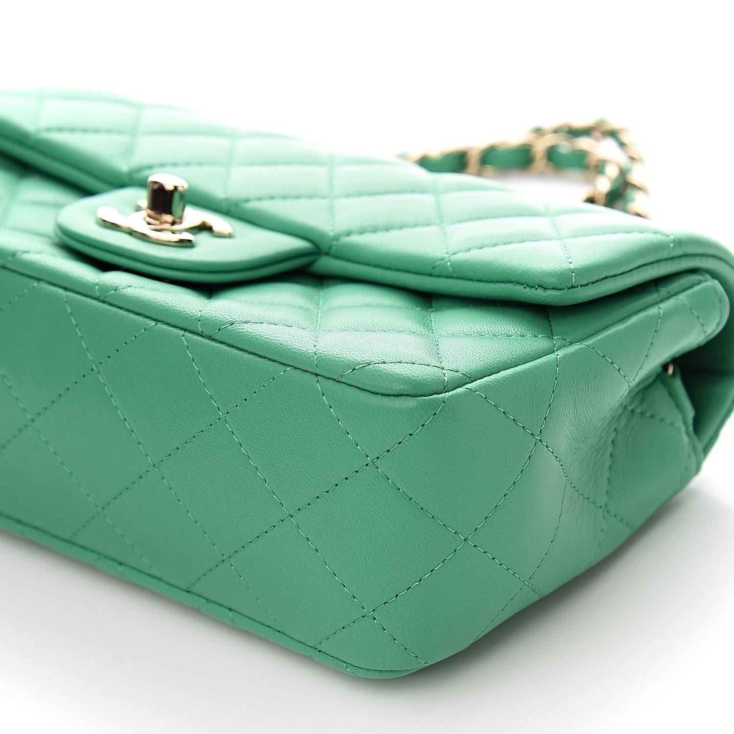 Chanel Lambskin Quilted Mini Rectangular Flap Green 8 of 10