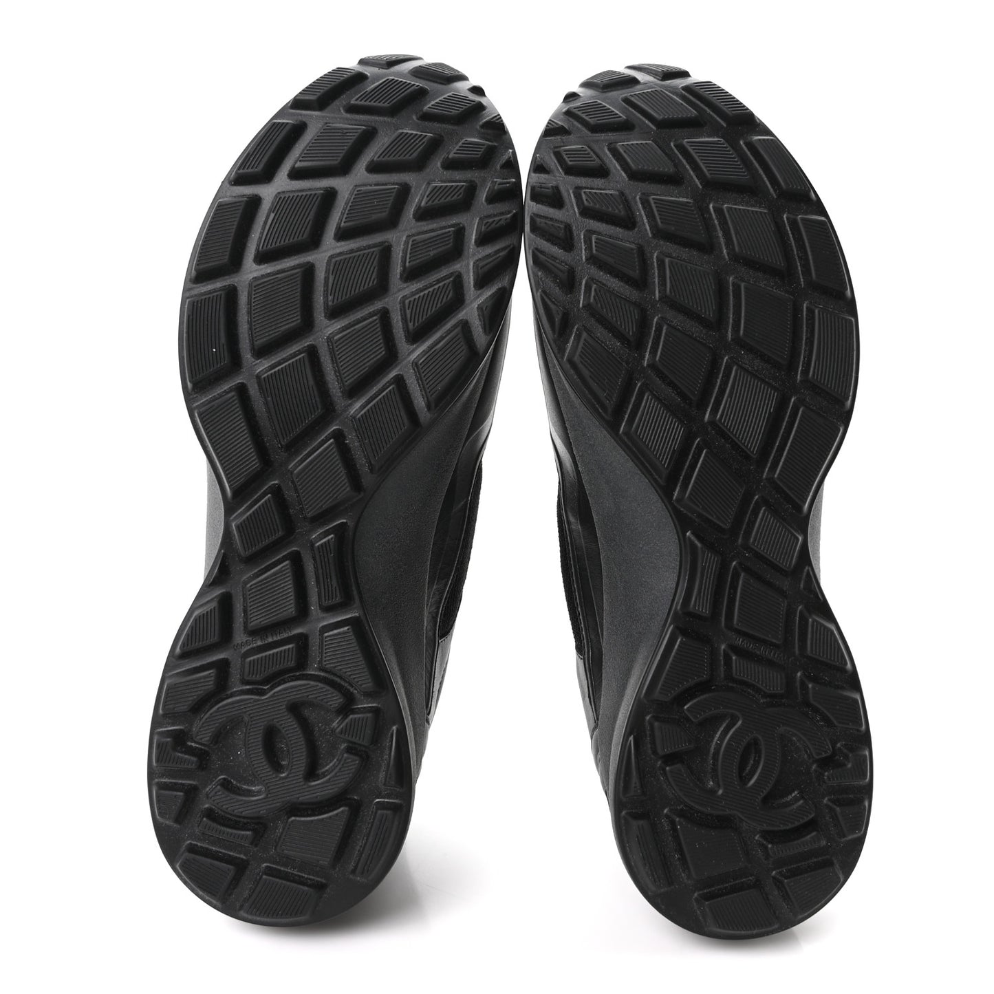 Mesh Calfskin CC Sneakers 37.5 Black Silver