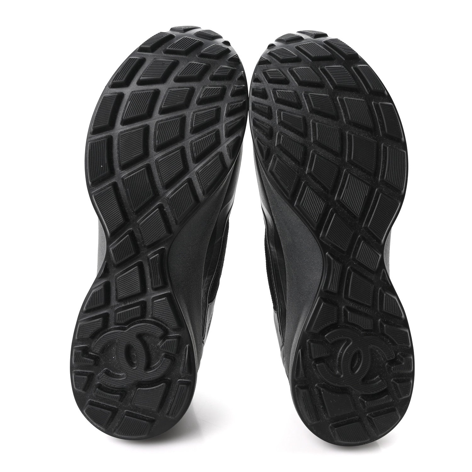 Chanel Mesh Calfskin CC Sneakers 37.5 Black Silver 6 of 9