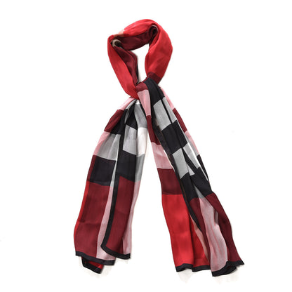 Burberry Silk Ultra Washed Mega Check Scarf Parade Red 1 of 3